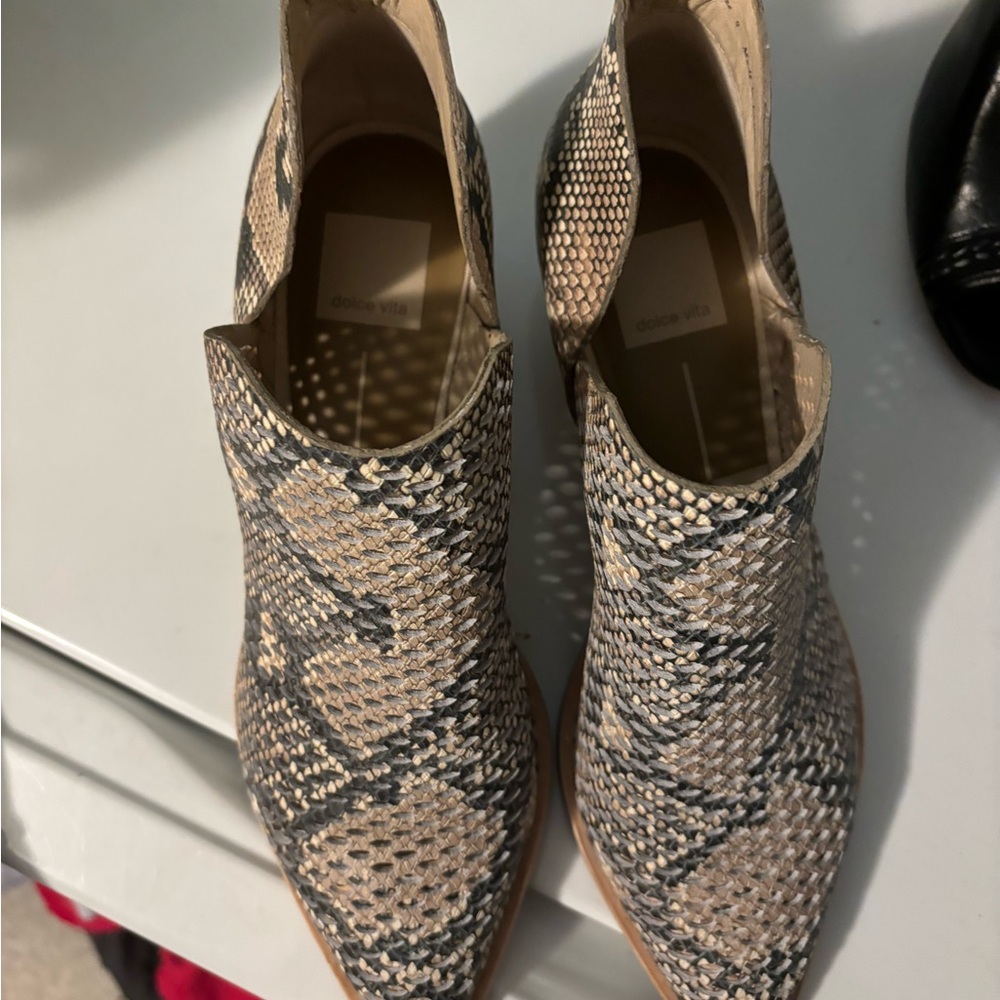 Snakeskin booties